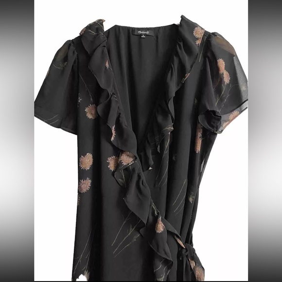 MADEWELL Georgette Ruffle-Wrap Mini Dress in Aster Portrait Size M EUC - Picture 4 of 9